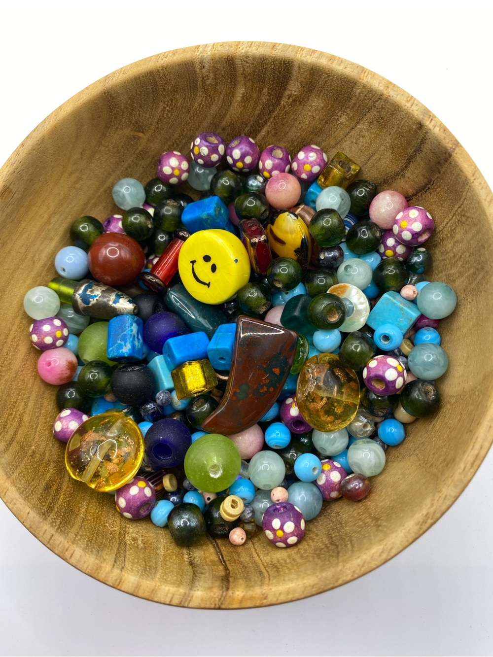 Bulk Beads In Jar Glass Stone Clay Mix